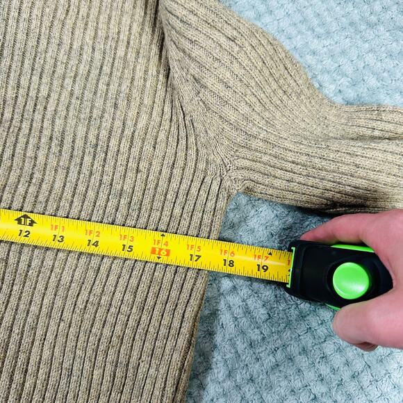 Vintage Y2K Abercrombie & Fitch Muscle Sweater Mens L Beige Ribbed Vneck Chunky - Picture 4 of 5